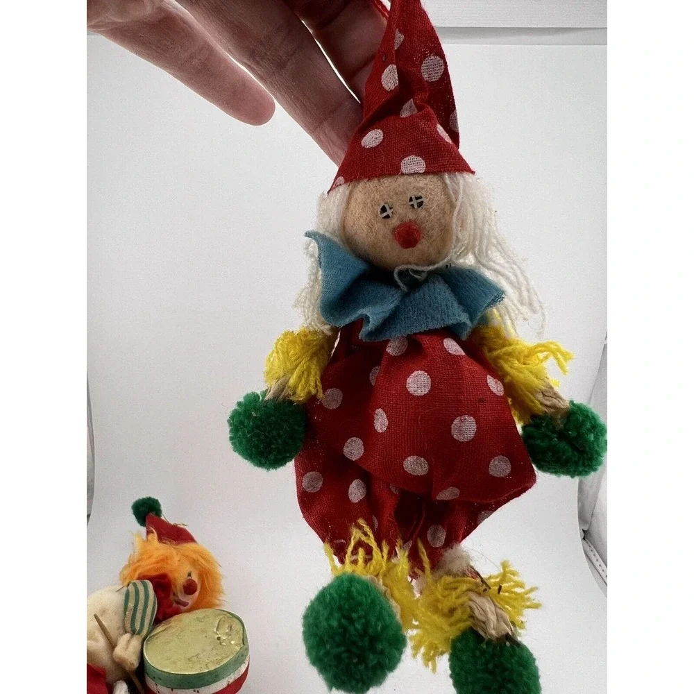 Vintage Home Decorative Happy Holidays Christmas‎ Clowns Ornaments - Set of 6